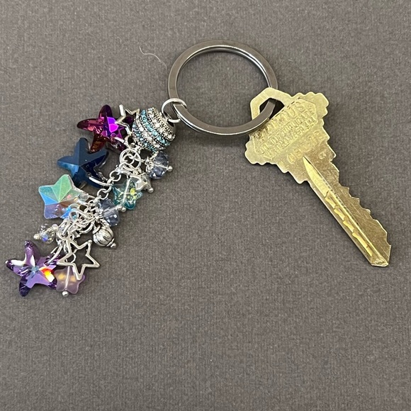 Handmade Boutique Sparkly Celestial Star Charms Keychain - Picture 3 of 6
